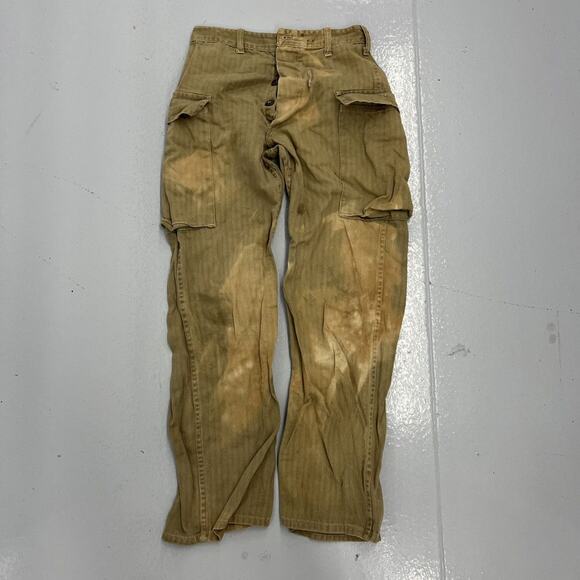 Vintage WW2 Military HBT Army Fatigue Cargo Pants 24x27 - Picture 1 of 5